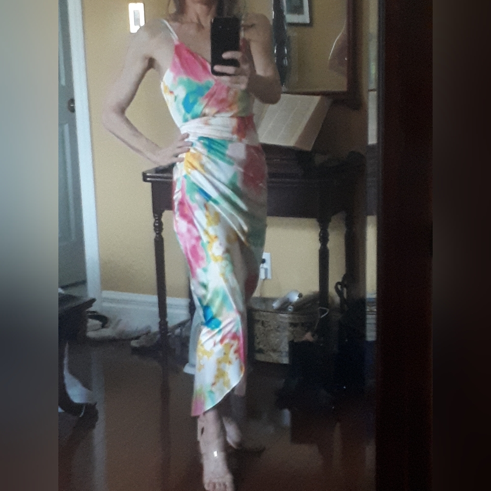 Zara One Shoulder Multicolor Dress - Picture 3 of 9